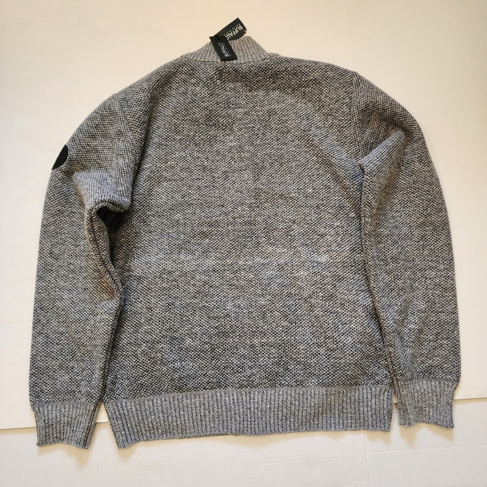 Buffalo David Bitton Men's XL Tight-Knit Full Zip Sweater Gray Black Mock Neck - Picture 5 of 9
